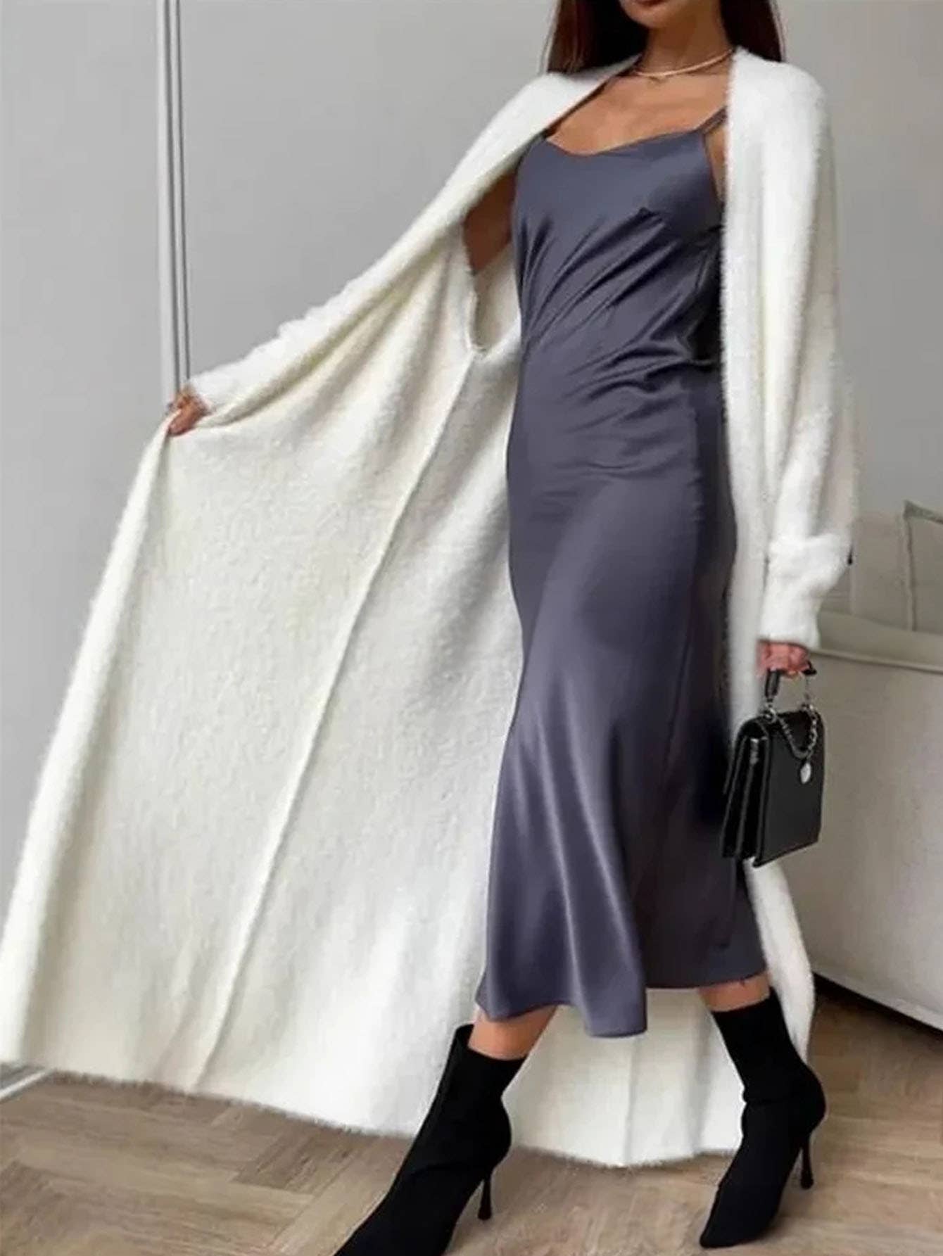 Long Faux Mink Cardigan