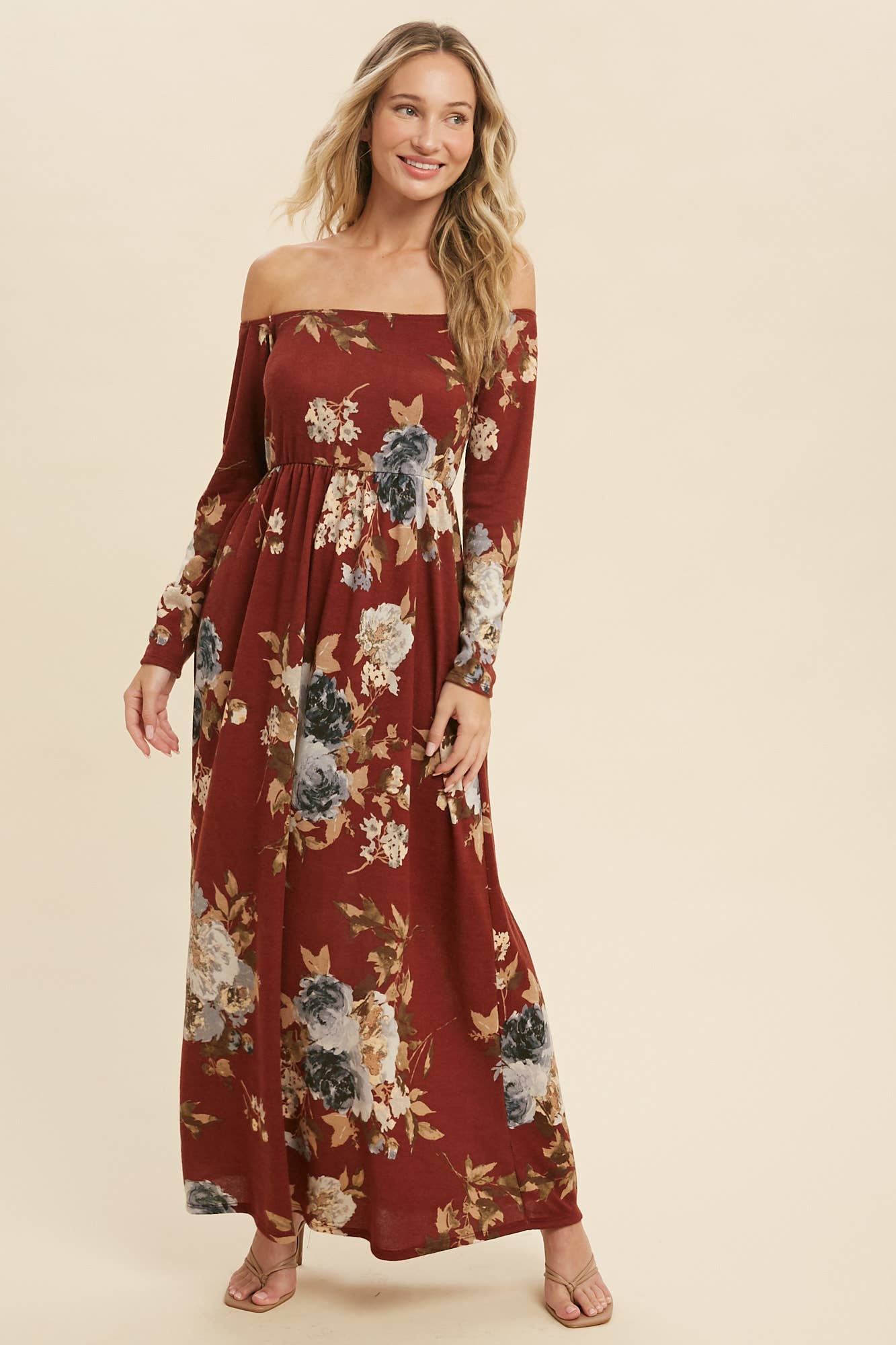 FLORAL HACCI BRUSHED MAXI DRESS