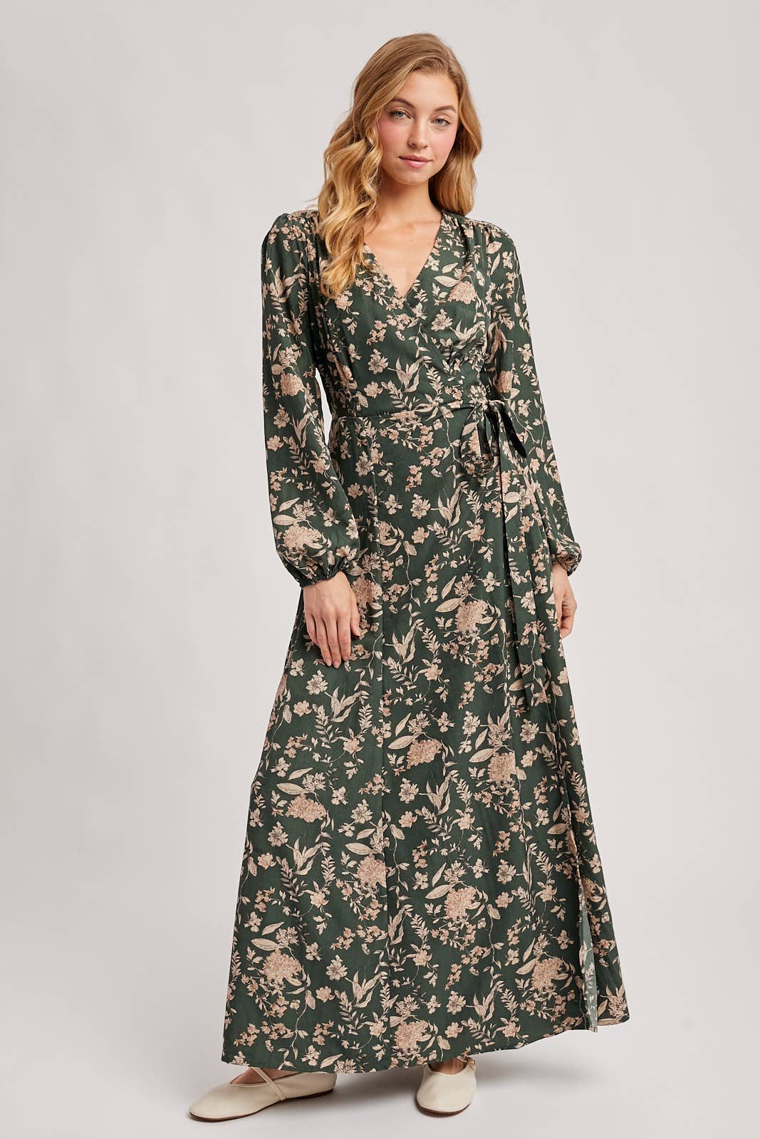 FLORAL WRAP MAXI DRESS
