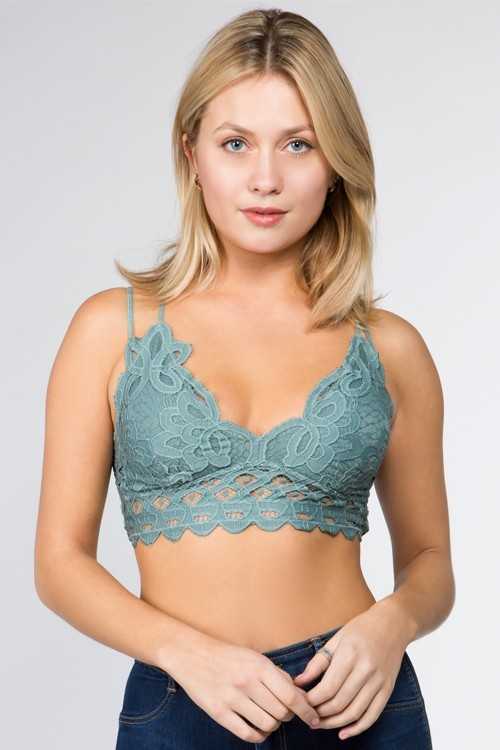 Scalloped Lace Cami Bralette: 2-2-2(S-M-L) / COCOA