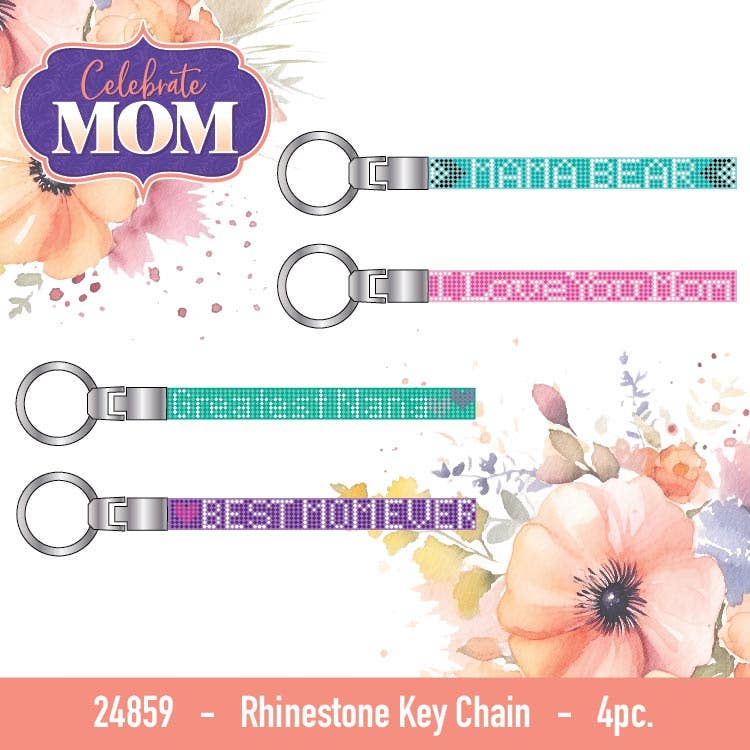 Rhinestone Mom Keychain