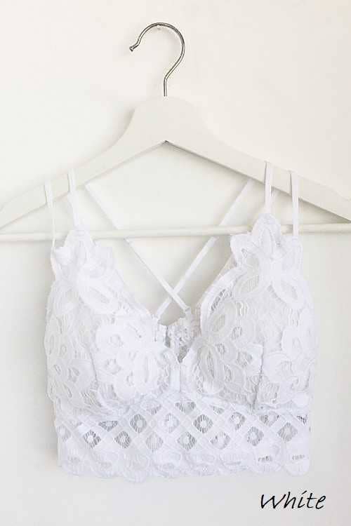 Scalloped Lace Cami Bralette: 2-2-2(S-M-L) / COCOA