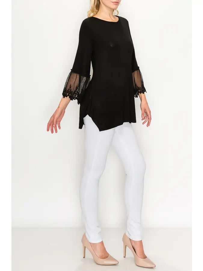 Origami 3/4 Bell Lace Sleeve Tee