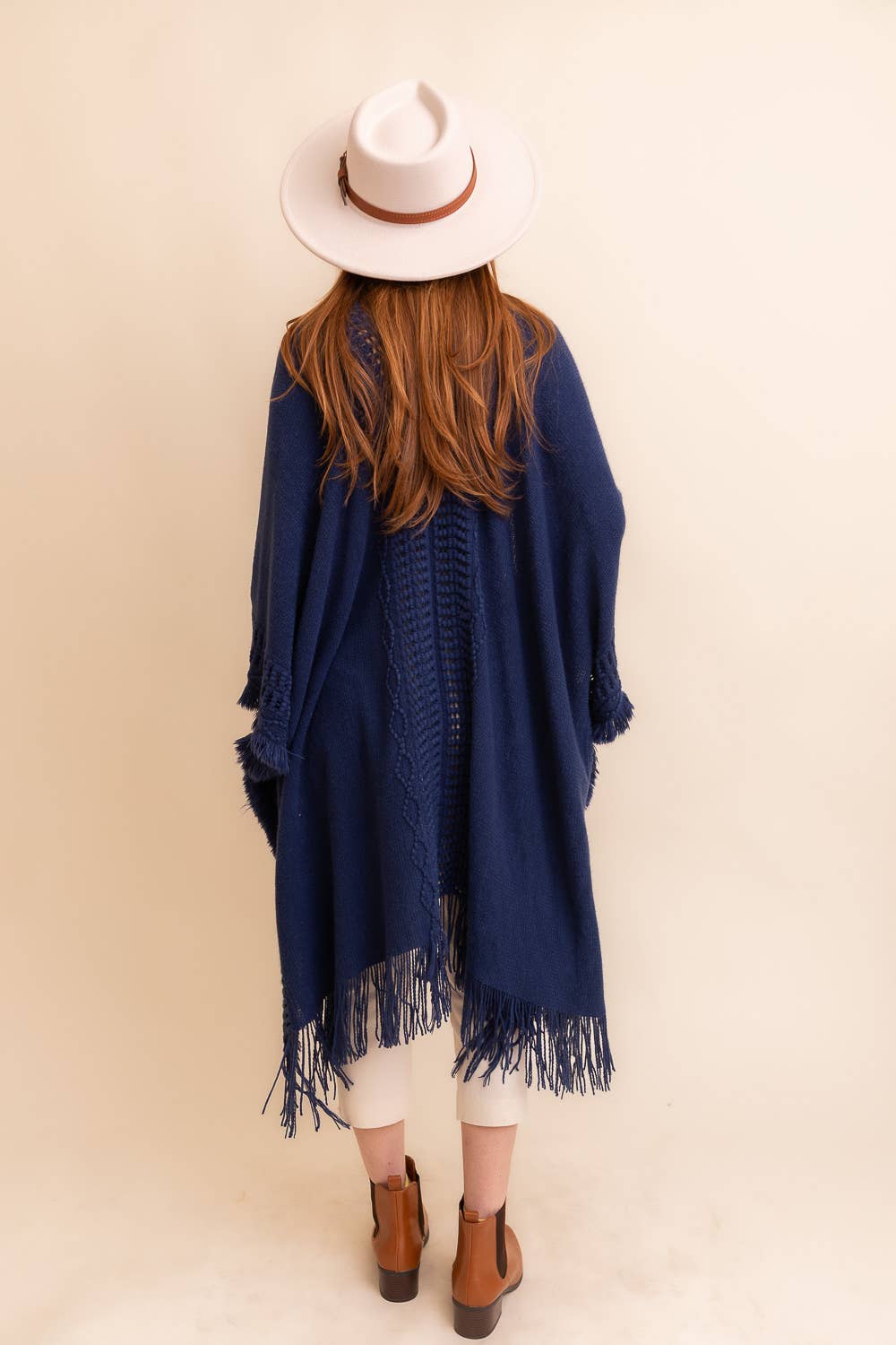 Open Frayed Border Bohemian Ruana
