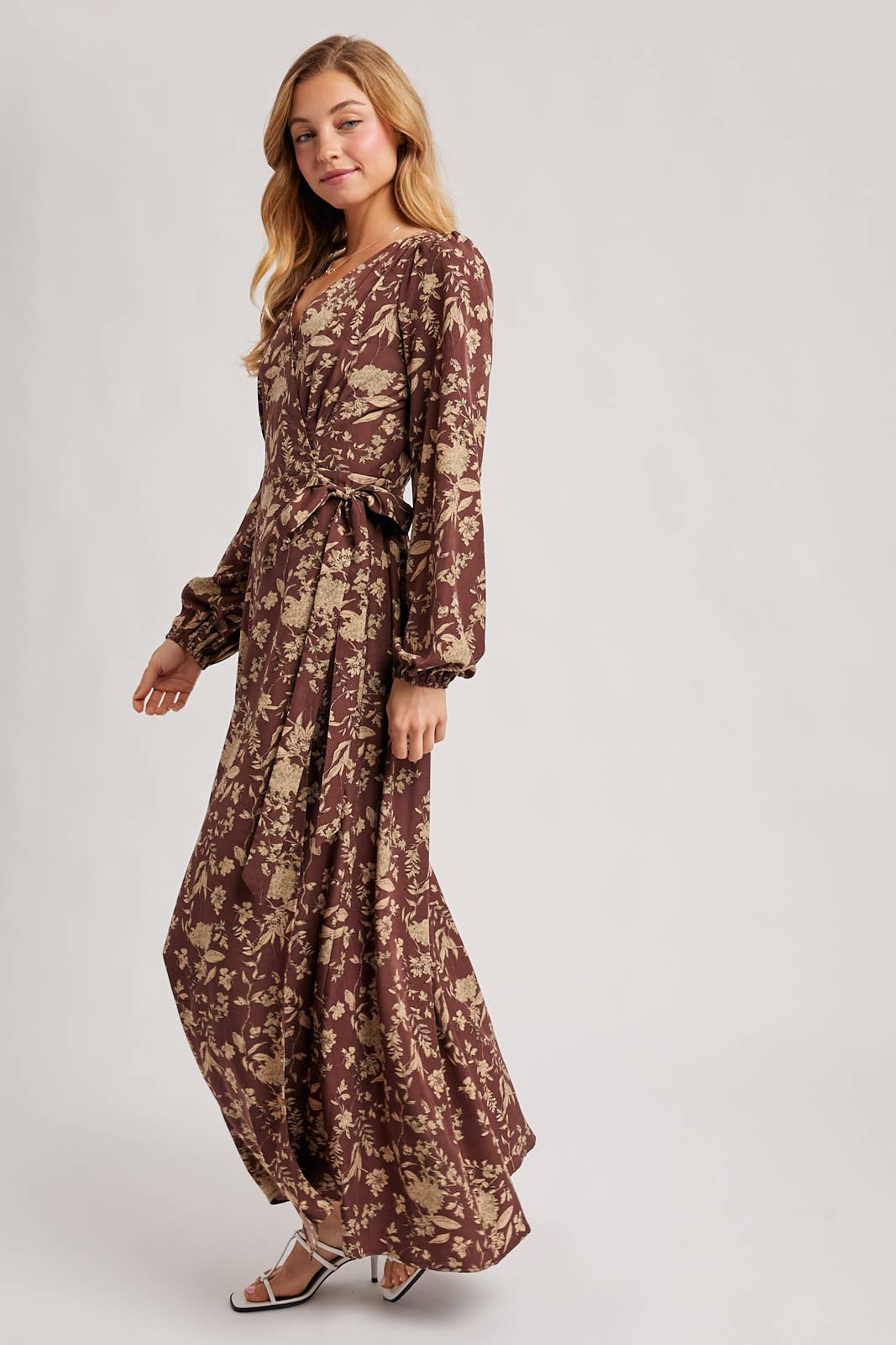 FLORAL WRAP MAXI DRESS