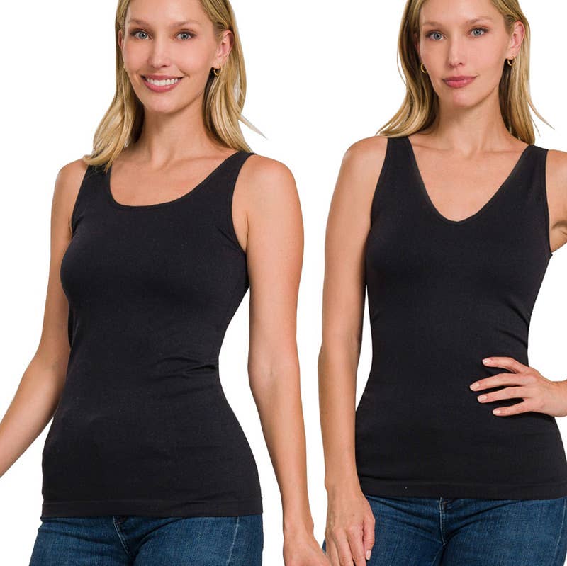 Two Way V-neck/Scoop neck Seamless Tank