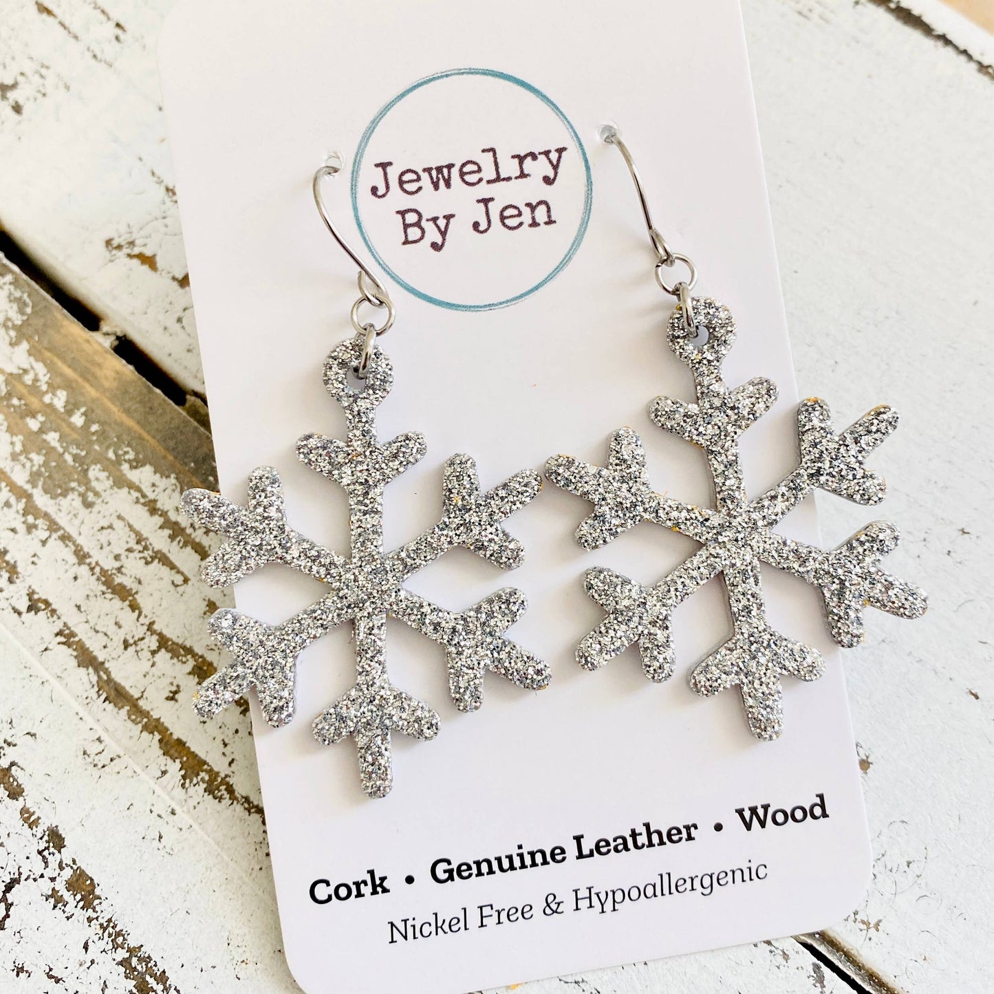 Snowflake Christmas Earrings Glitter