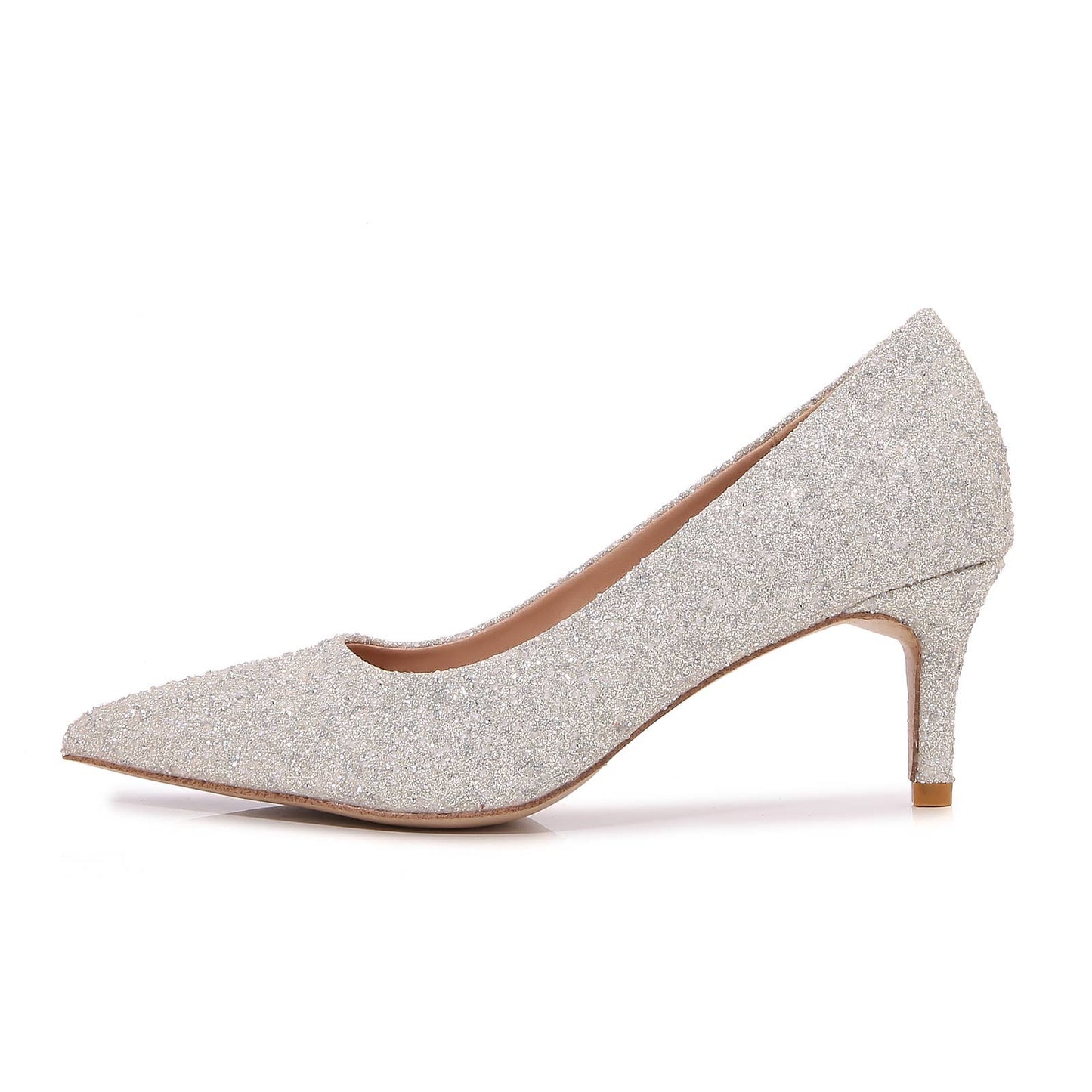 Women Sparkle Pointed Toe Low Heel Pumps