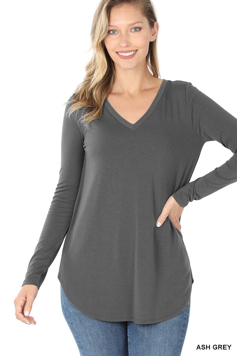 Long Sleeve V-Neck Zenana Top