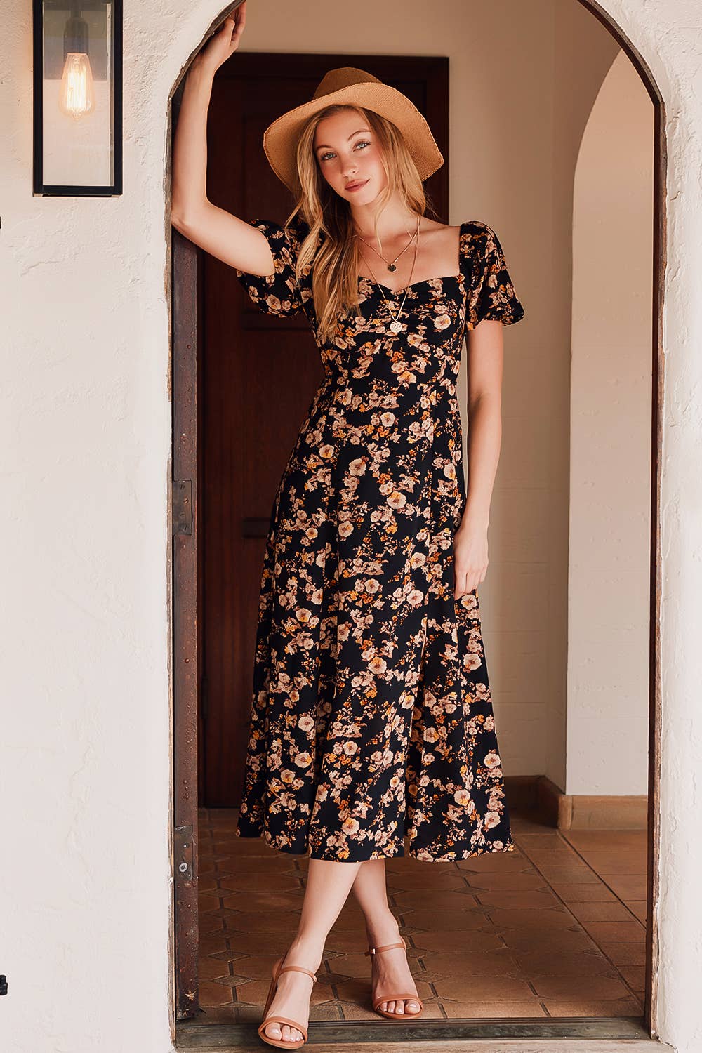 FLORAL PRINT SWEETHEART DRESS