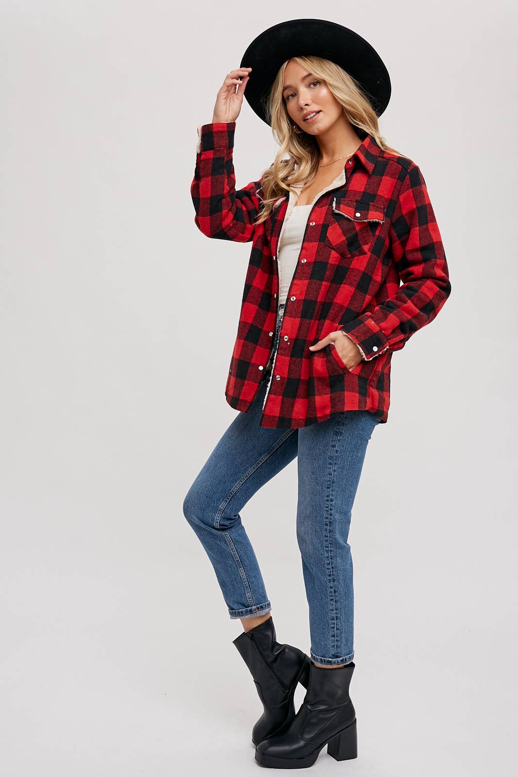 BUFFALO PLAID SHERPA-LINED SHACKET