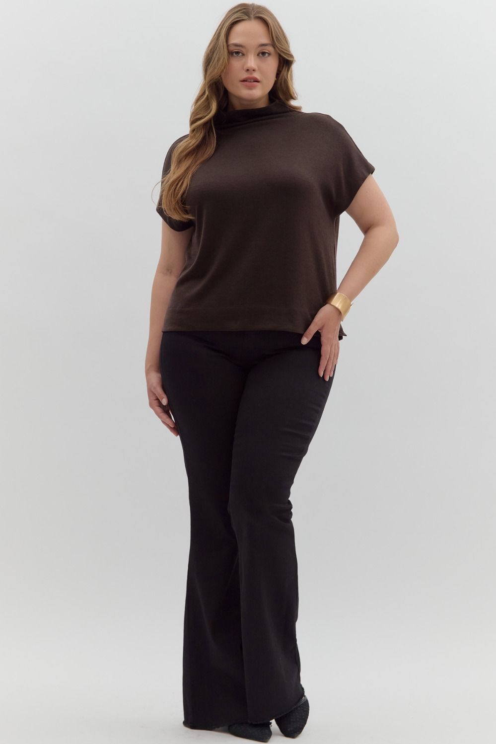 Entro Chocolate Cowl Neck Top