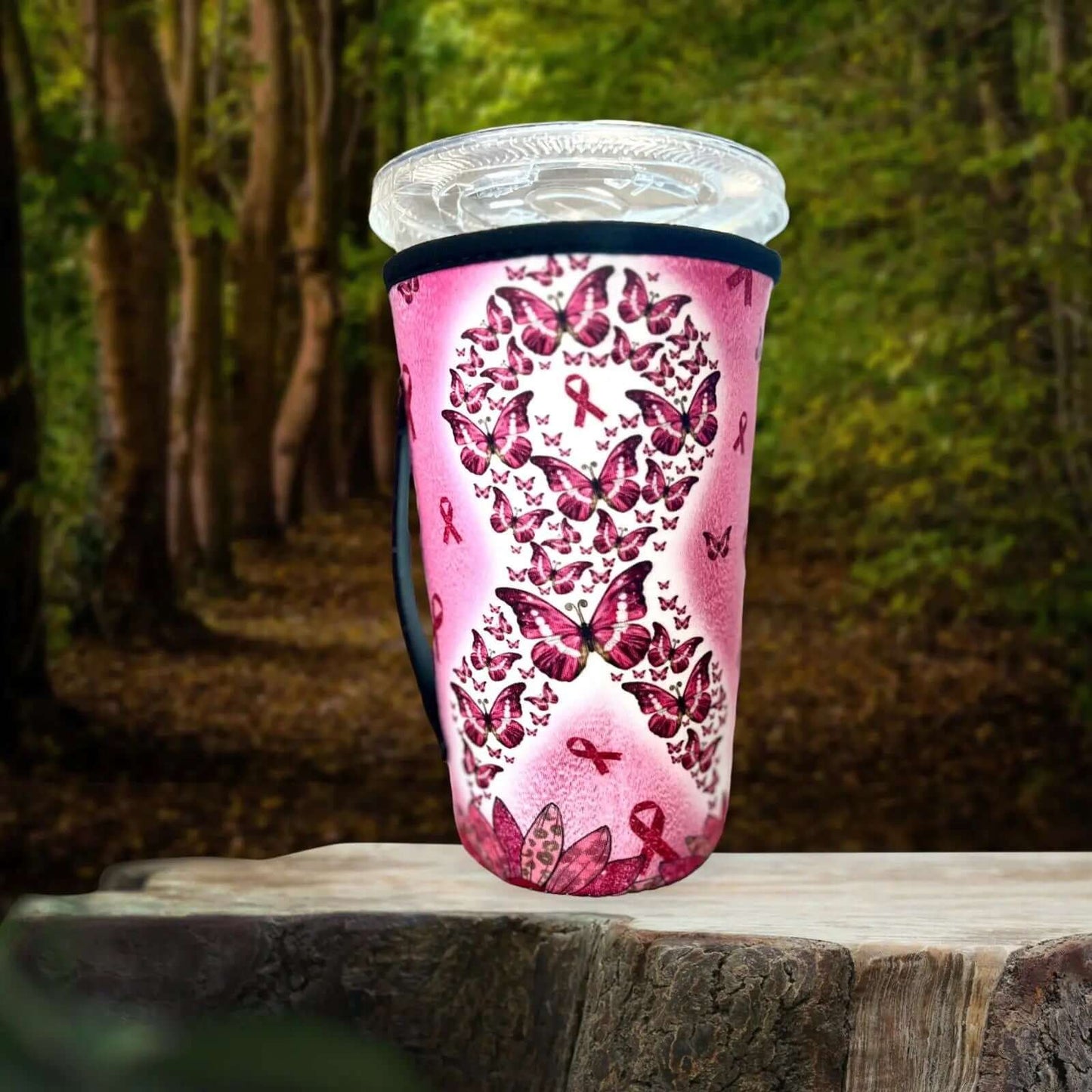 20 OZ Butterfly Breast Cancer Insulated Cup Cover Sleeve