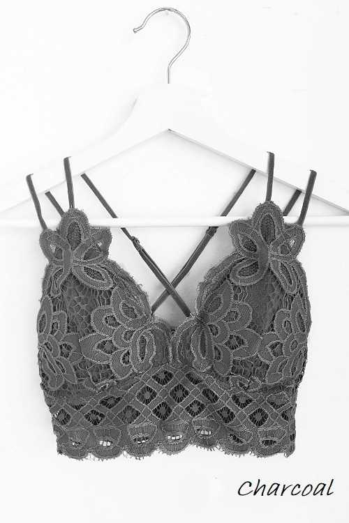 Scalloped Lace Cami Bralette: 2-2-2(S-M-L) / COCOA