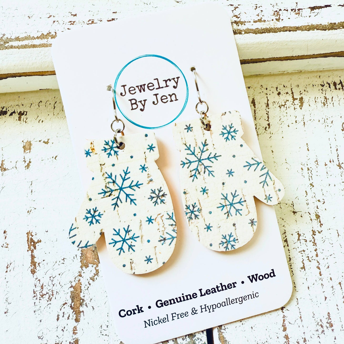 Mitten Christmas Earrings Snowflakes