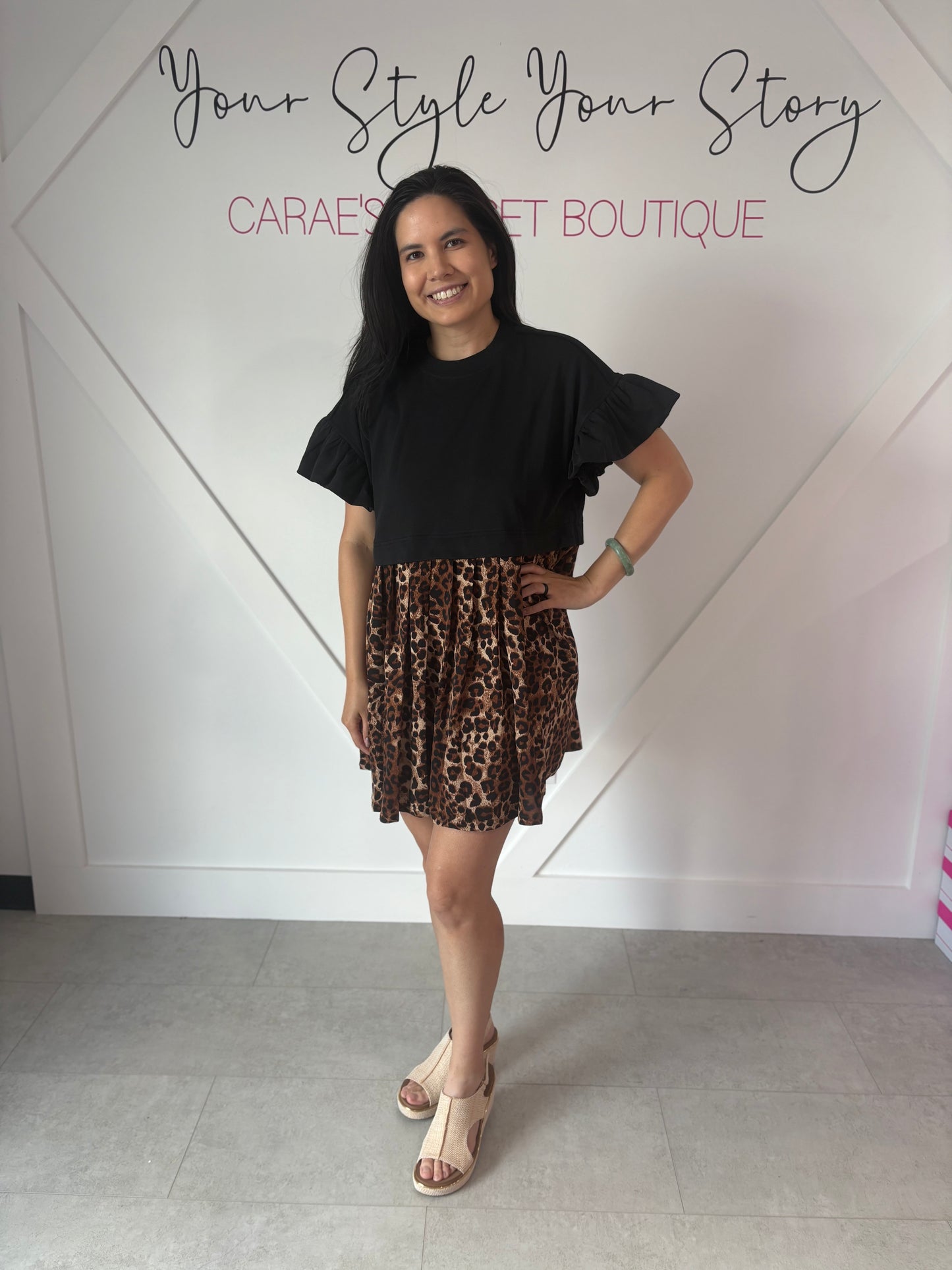 Black Top Leopard Print Dress