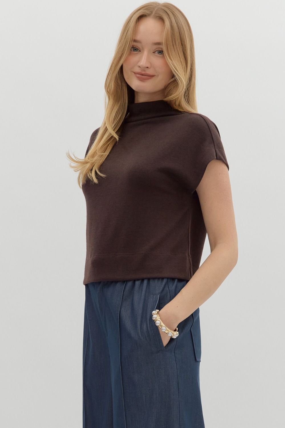 Entro Chocolate Cowl Neck Top