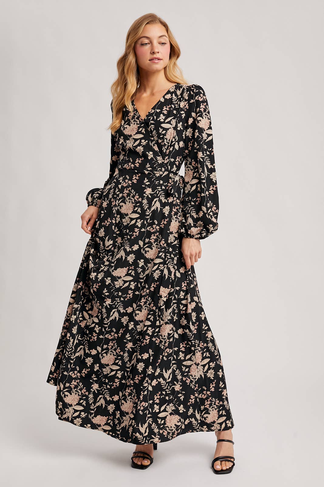 FLORAL WRAP MAXI DRESS
