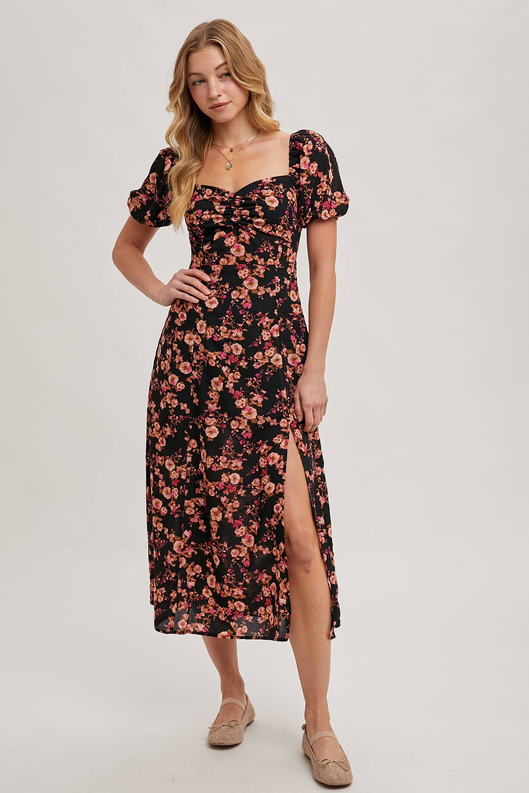 FLORAL PRINT SWEETHEART DRESS