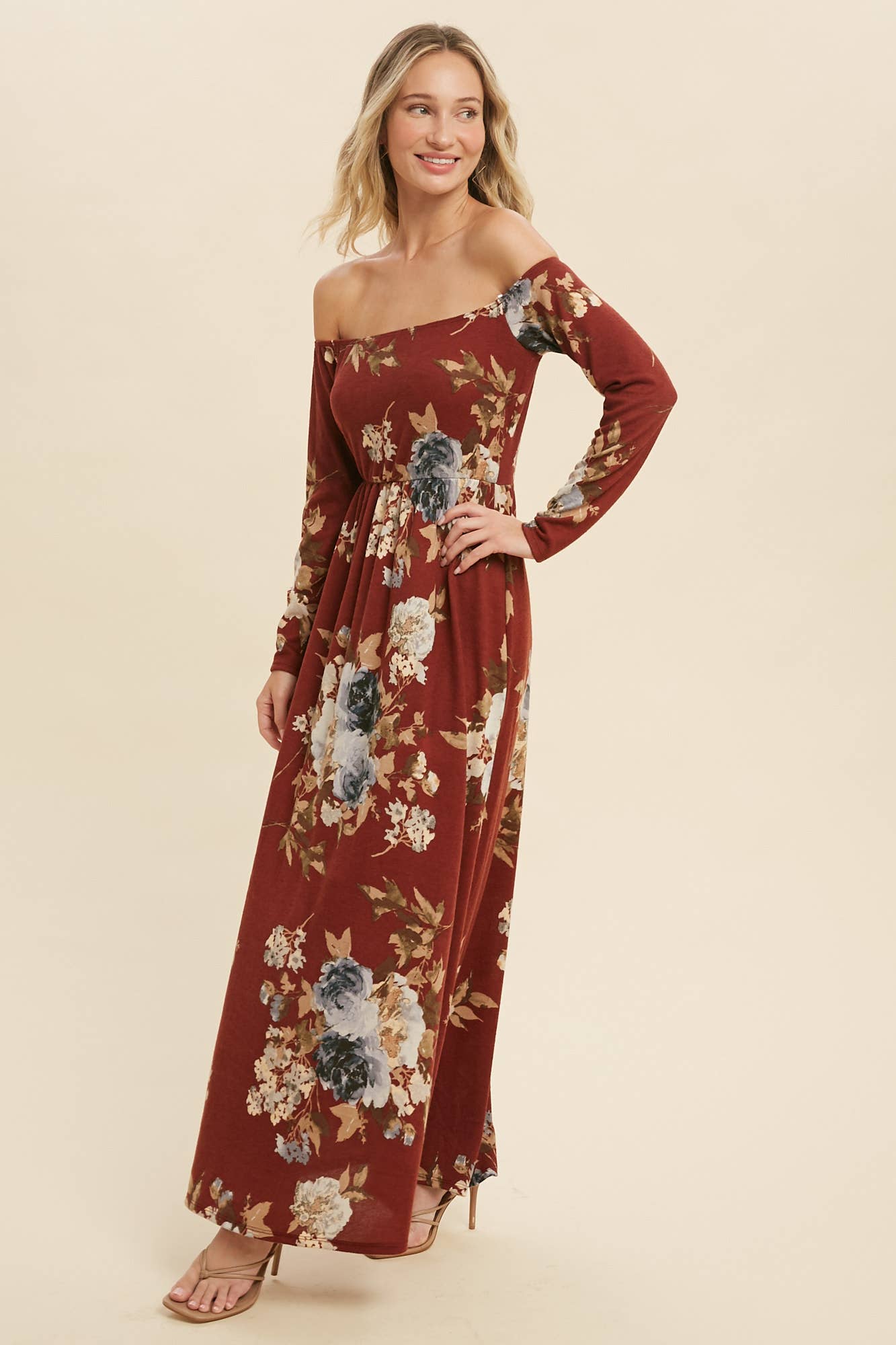 FLORAL HACCI BRUSHED MAXI DRESS