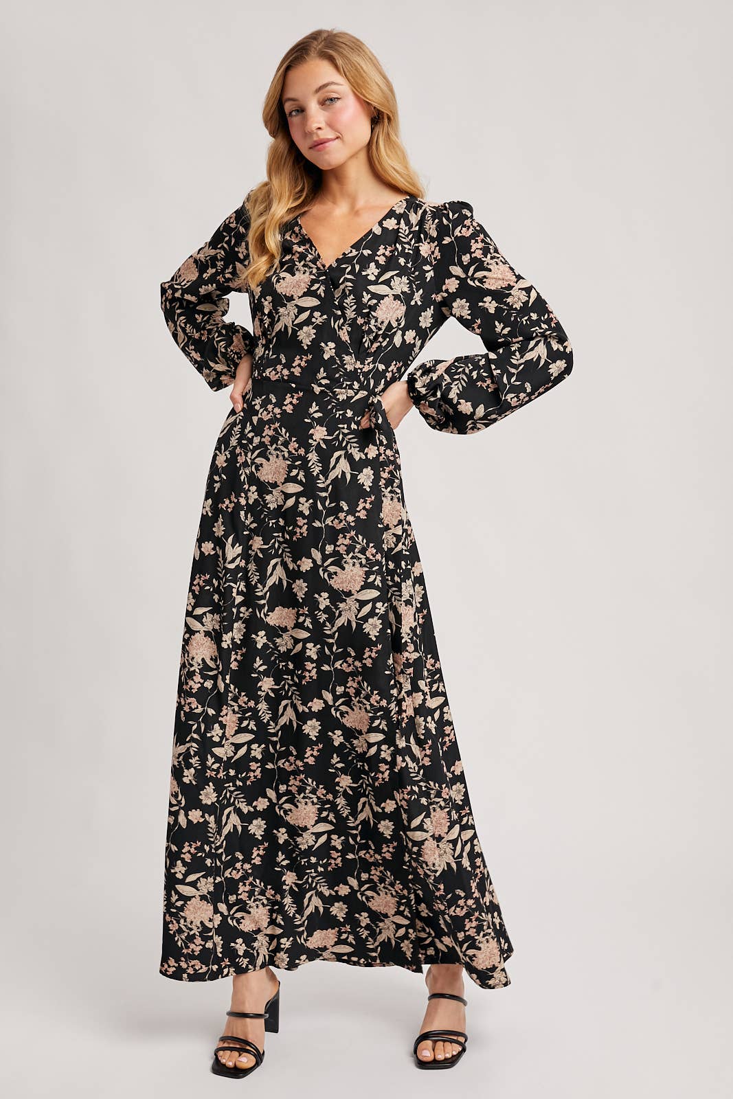 FLORAL WRAP MAXI DRESS