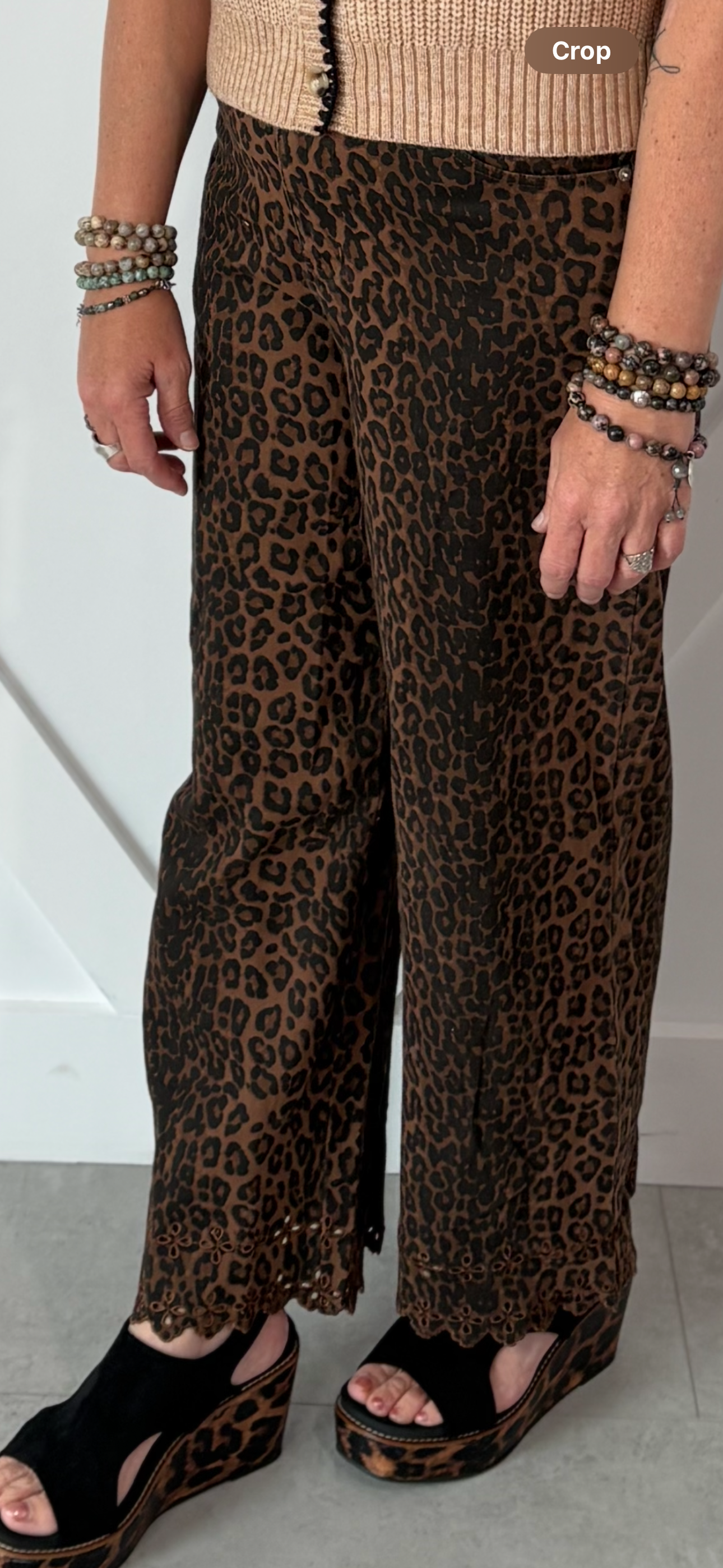 Leopard scalloped jeans