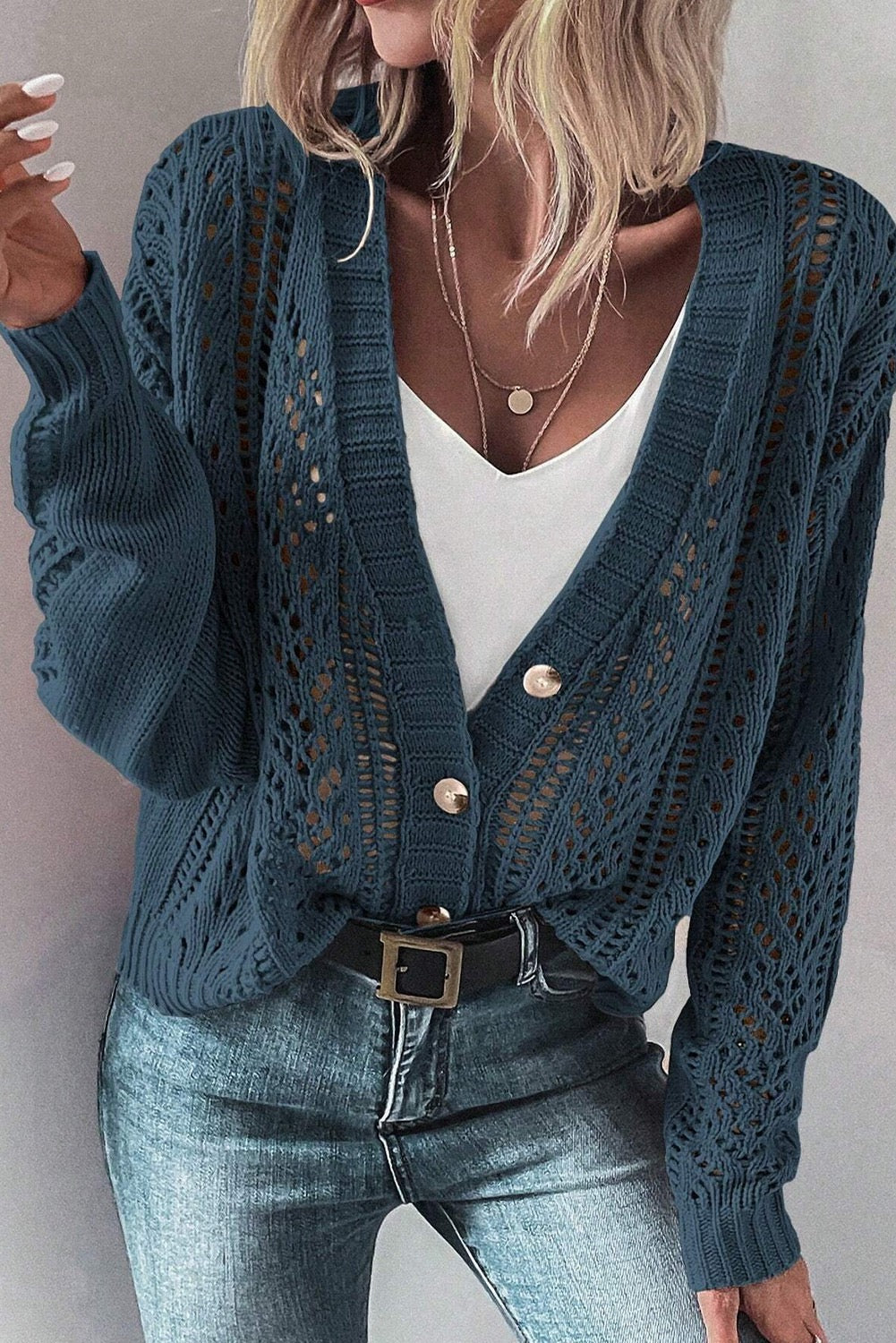 SALE Blue Knit Cardigan