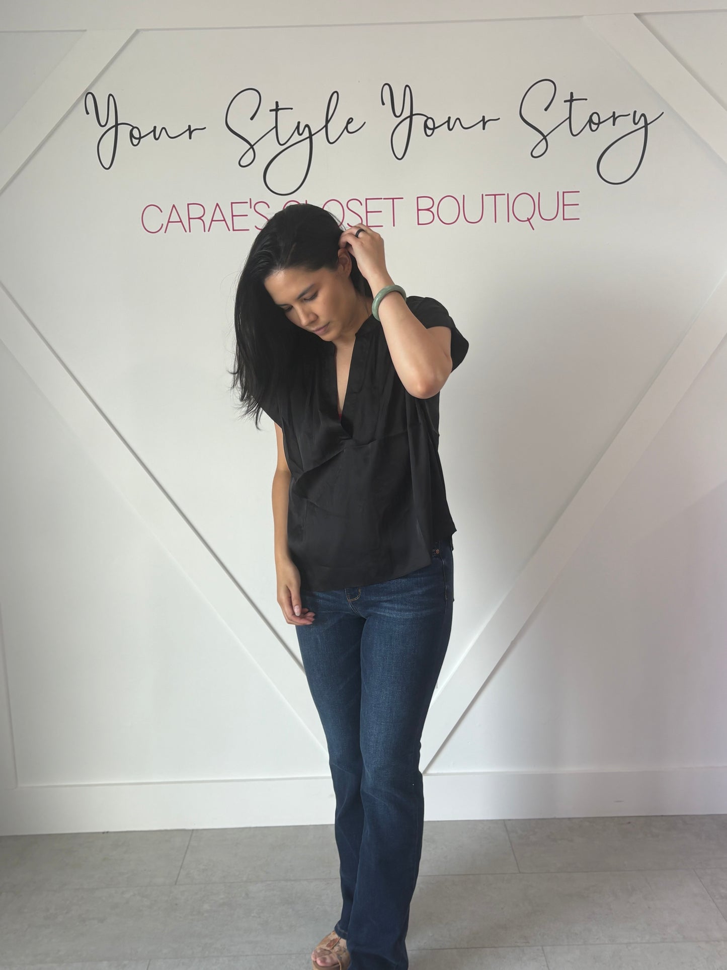V-Neck Silky Fall Top