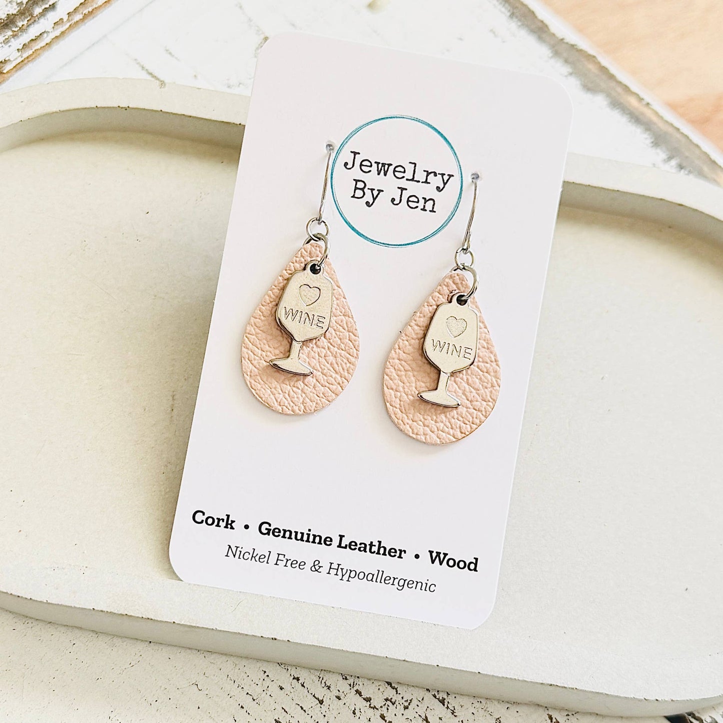 Small Teardrop: Blush w/Wine Charm