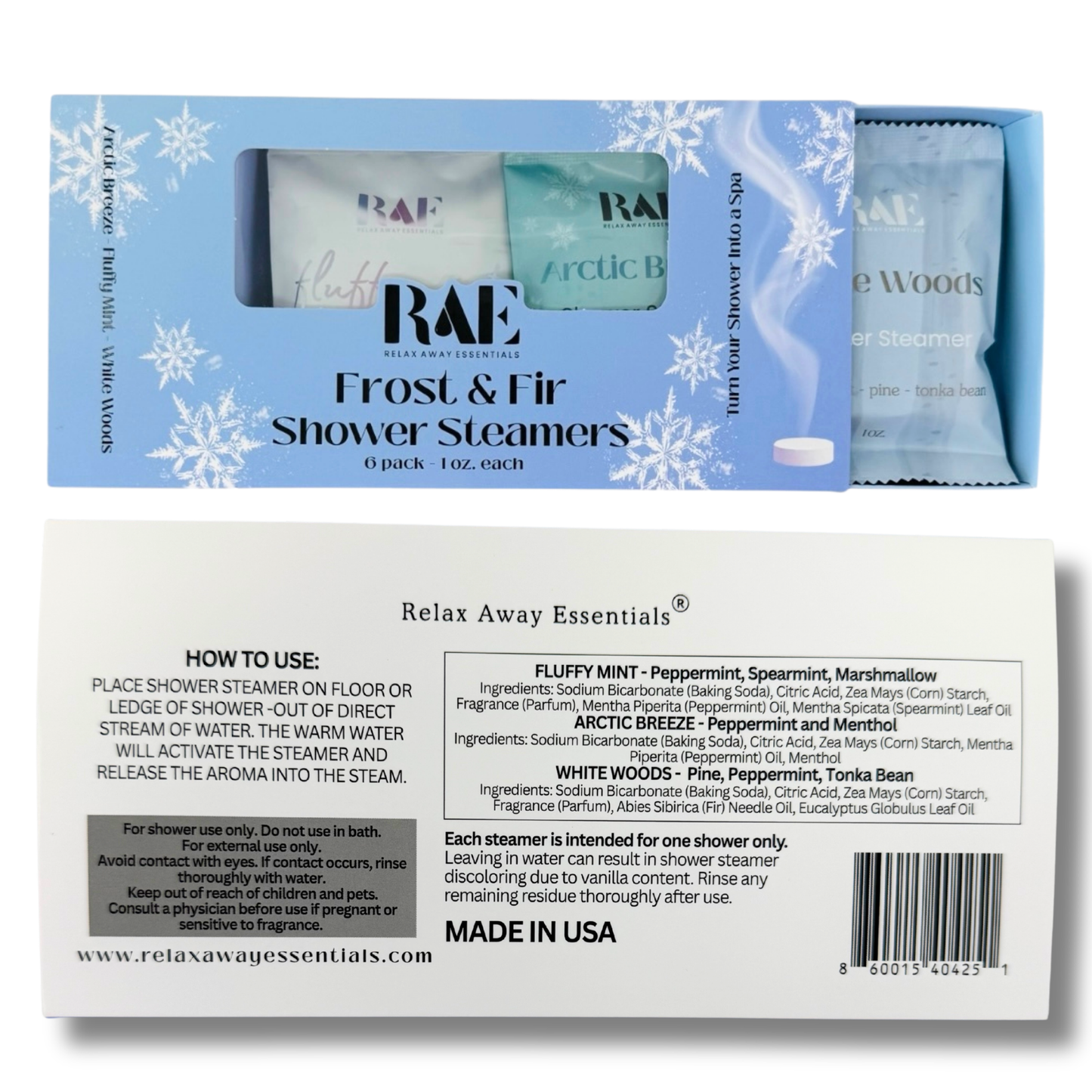 Frost and Fir Shower Steamers 6 Pack - Made in USA