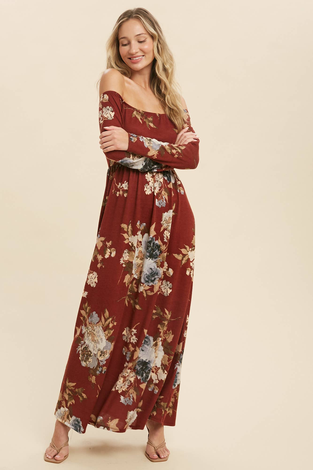 FLORAL HACCI BRUSHED MAXI DRESS