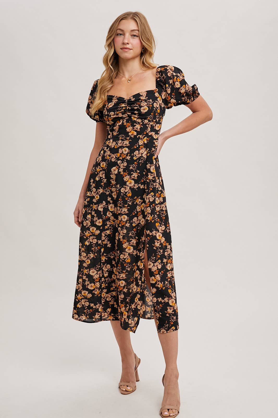 FLORAL PRINT SWEETHEART DRESS