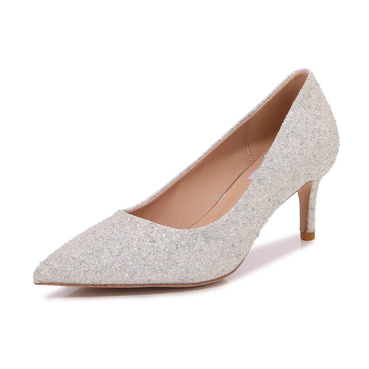 Women Sparkle Pointed Toe Low Heel Pumps