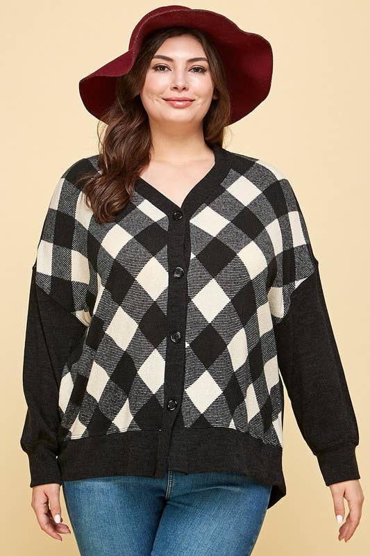 Buffalo Plaid Knit Cardigan