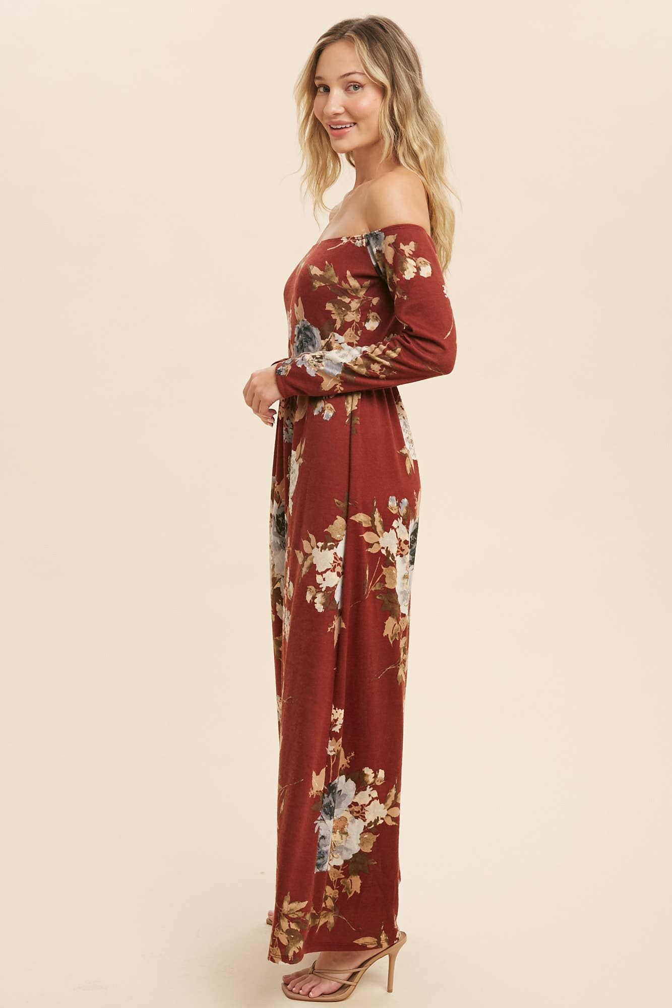 FLORAL HACCI BRUSHED MAXI DRESS