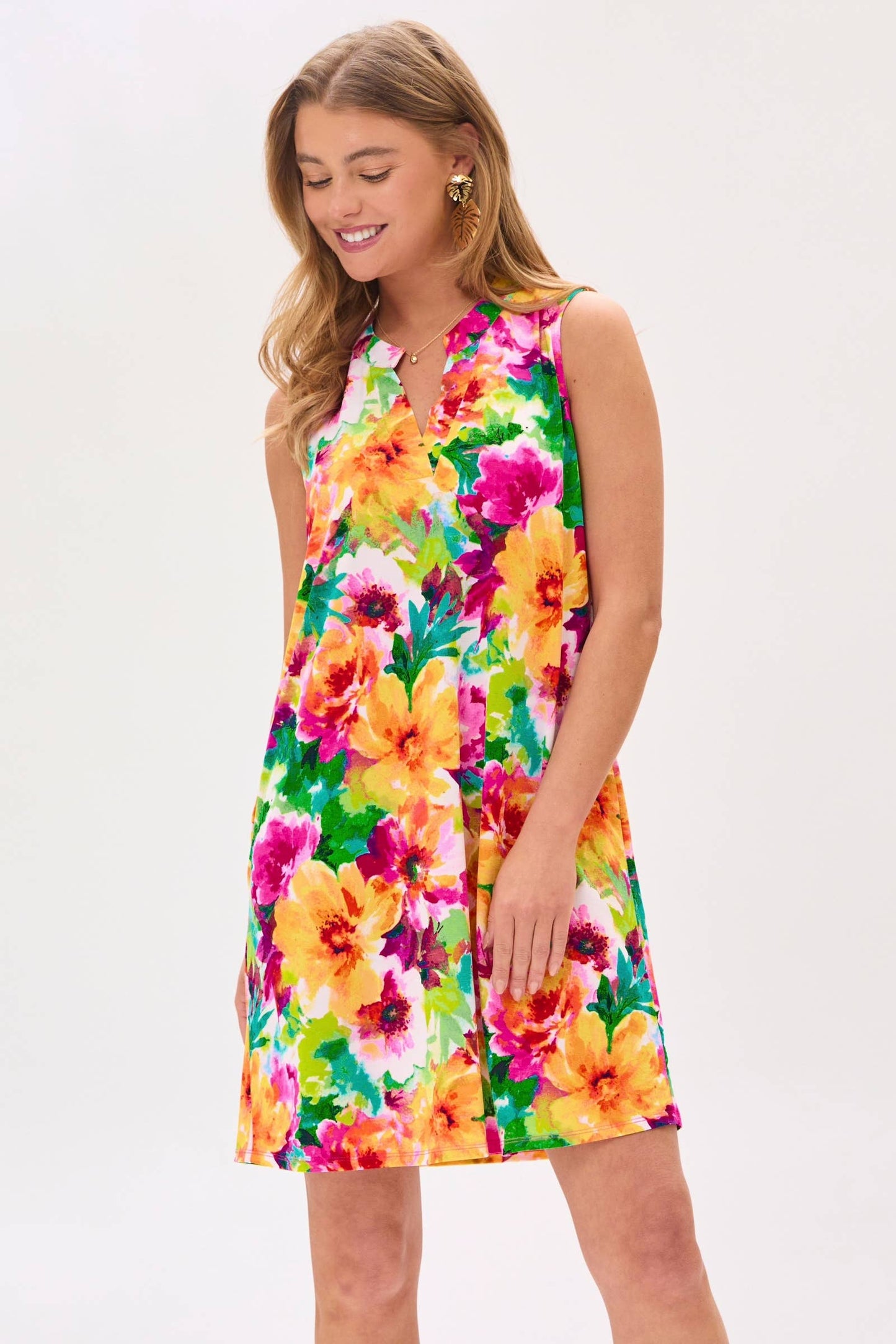 Large Floral Print Mini Dress