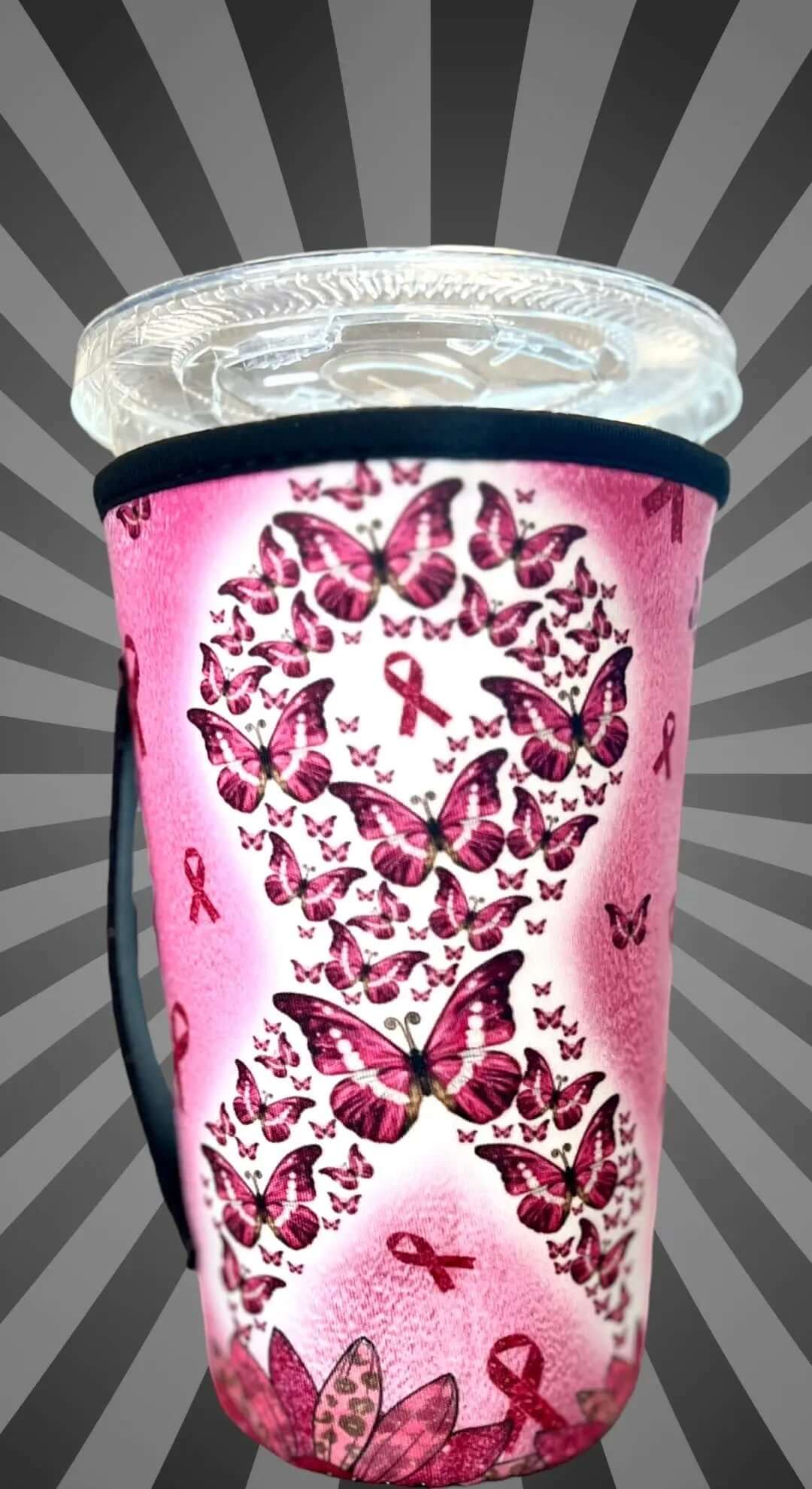 20 OZ Butterfly Breast Cancer Insulated Cup Cover Sleeve