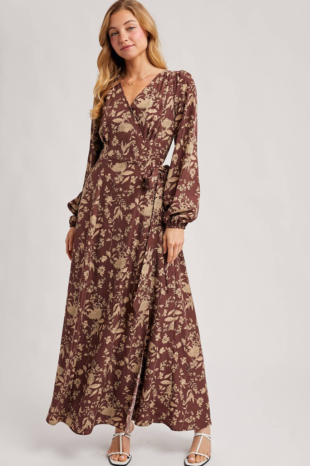 FLORAL WRAP MAXI DRESS