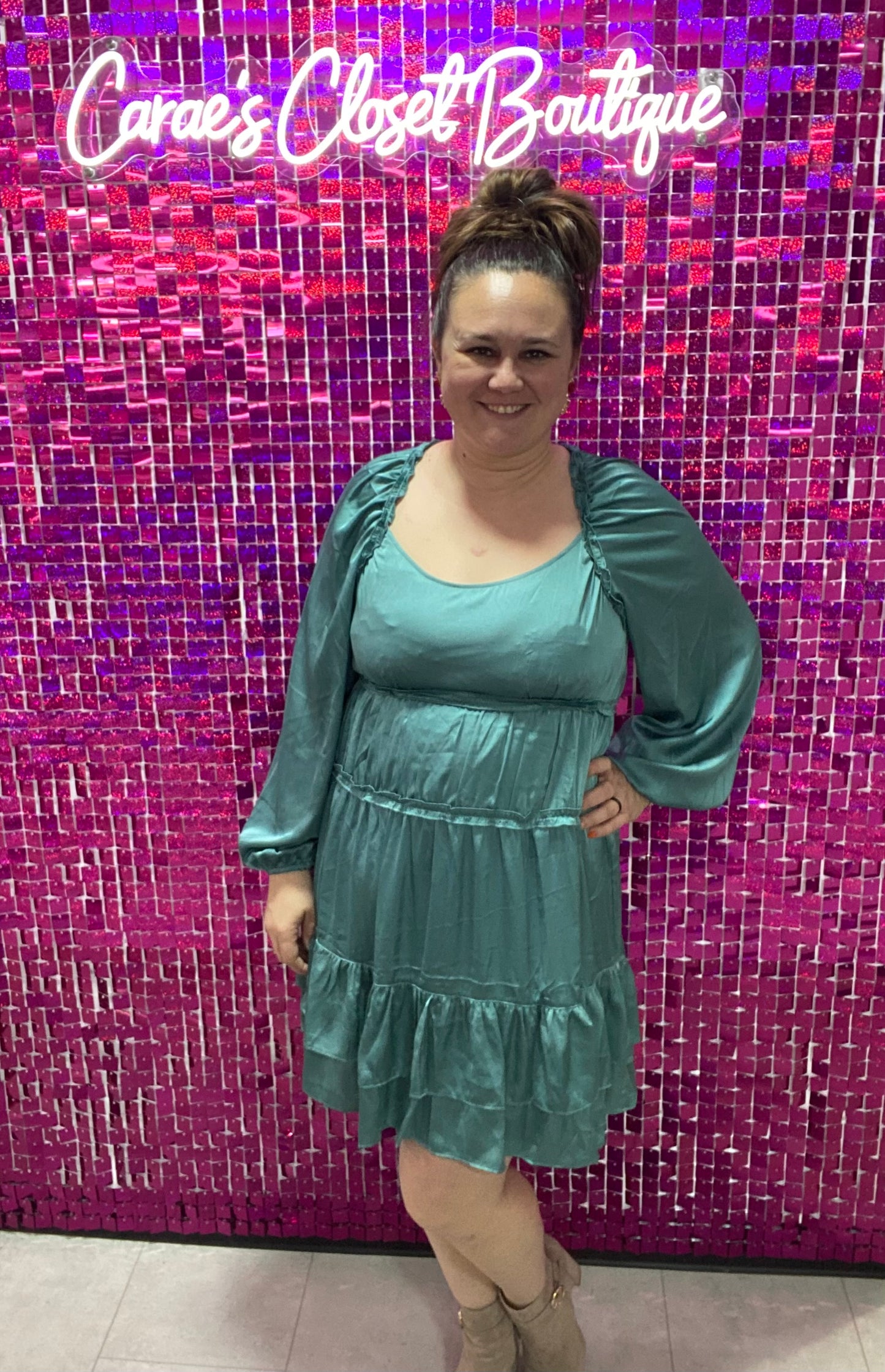 Liz Silk Long Sleeve Dress