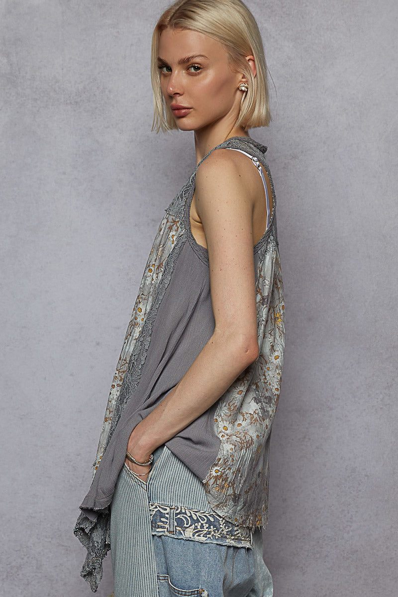 POL Sleevless Floral Open Top