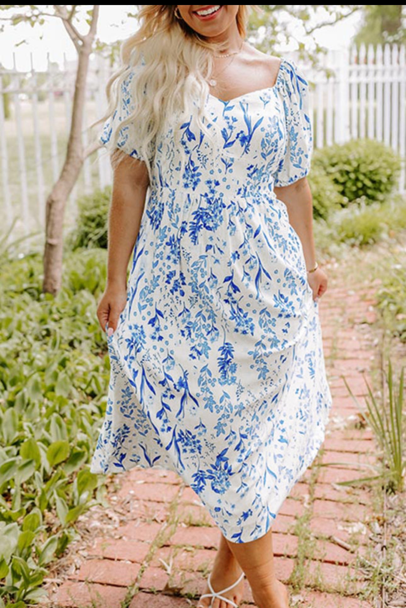 Blue N White Curvy Dress with pockets!