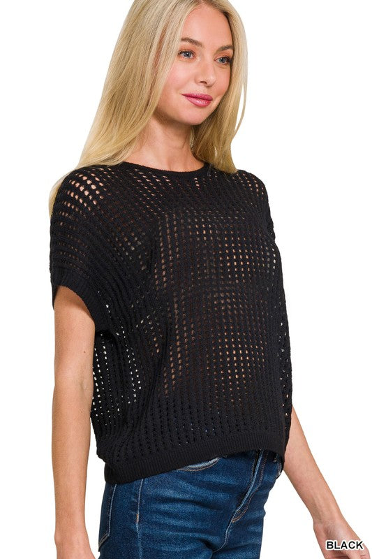 Zenana Crochet Knit Sweater