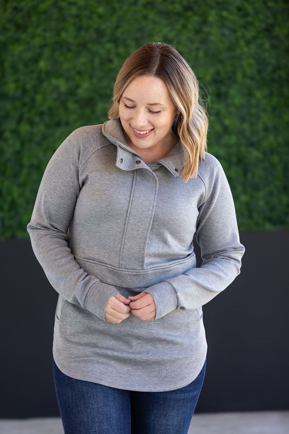 Michelle Mae Scuba Grey HalfZip