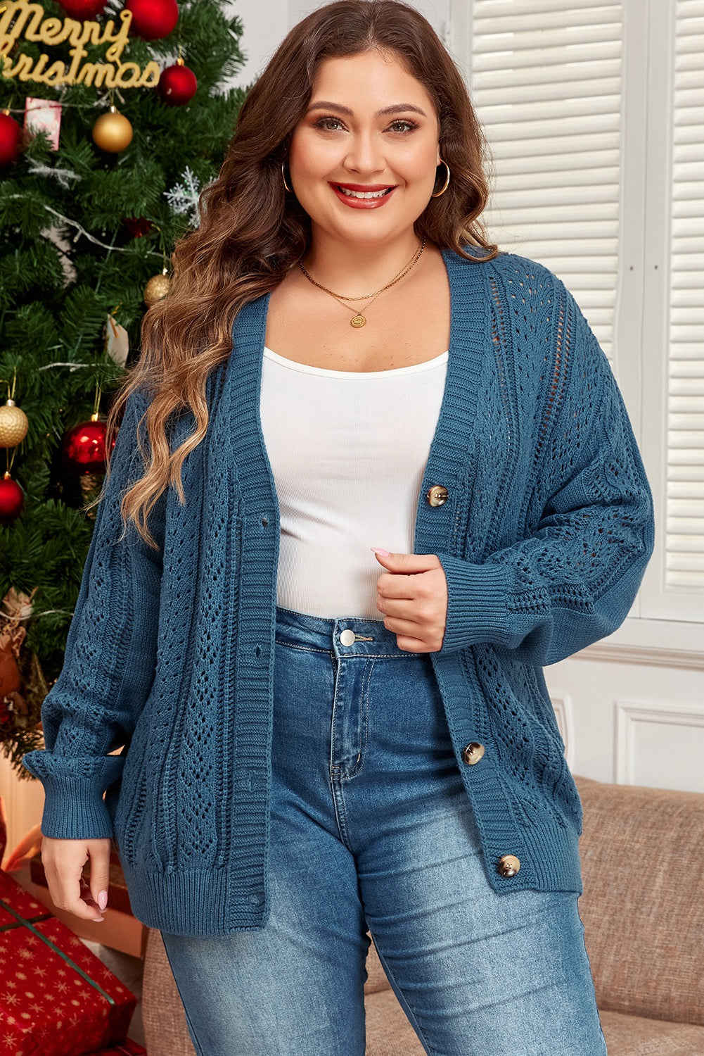 SALE Blue Knit Cardigan