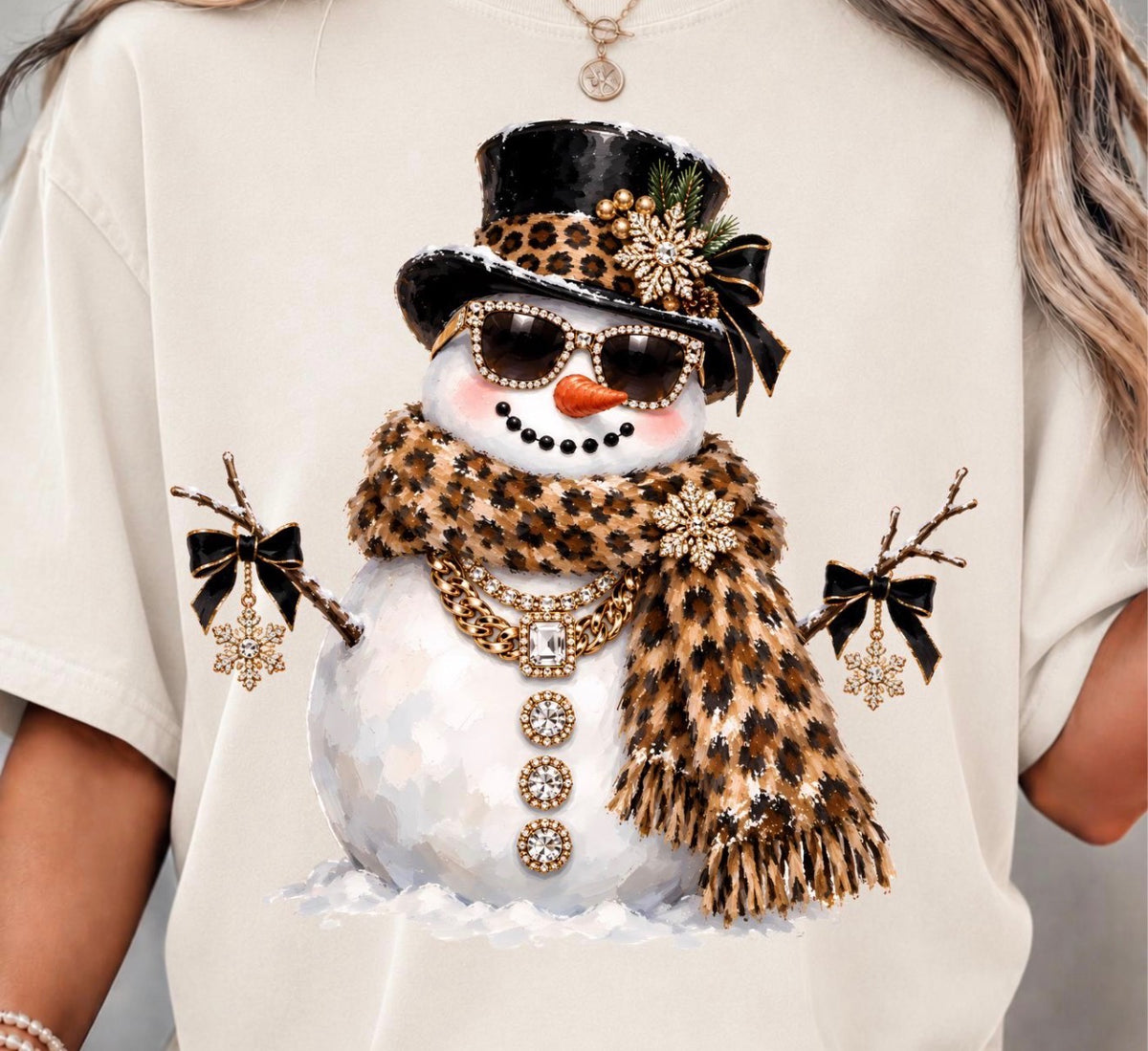 Rhinestone Snowman Tee or Crew