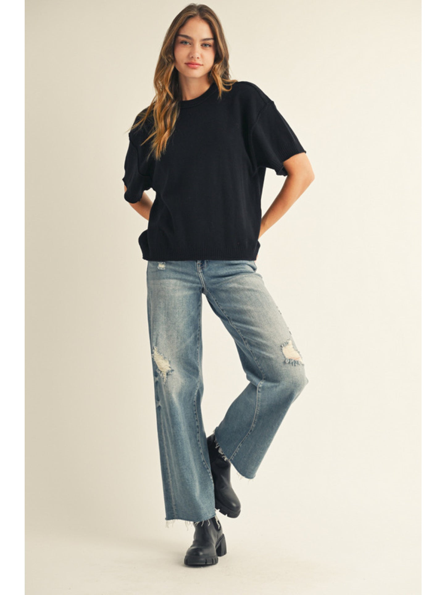 Jodifl Raw Edge Fall Top