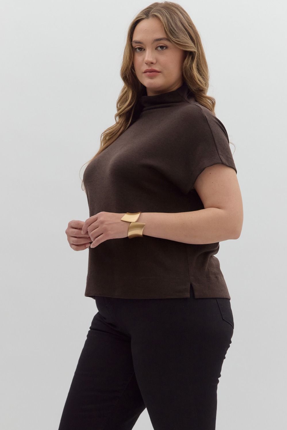 Entro Chocolate Cowl Neck Top