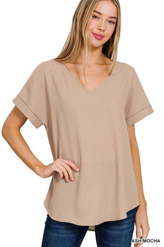 Zenana Rolled Sleeve Tee