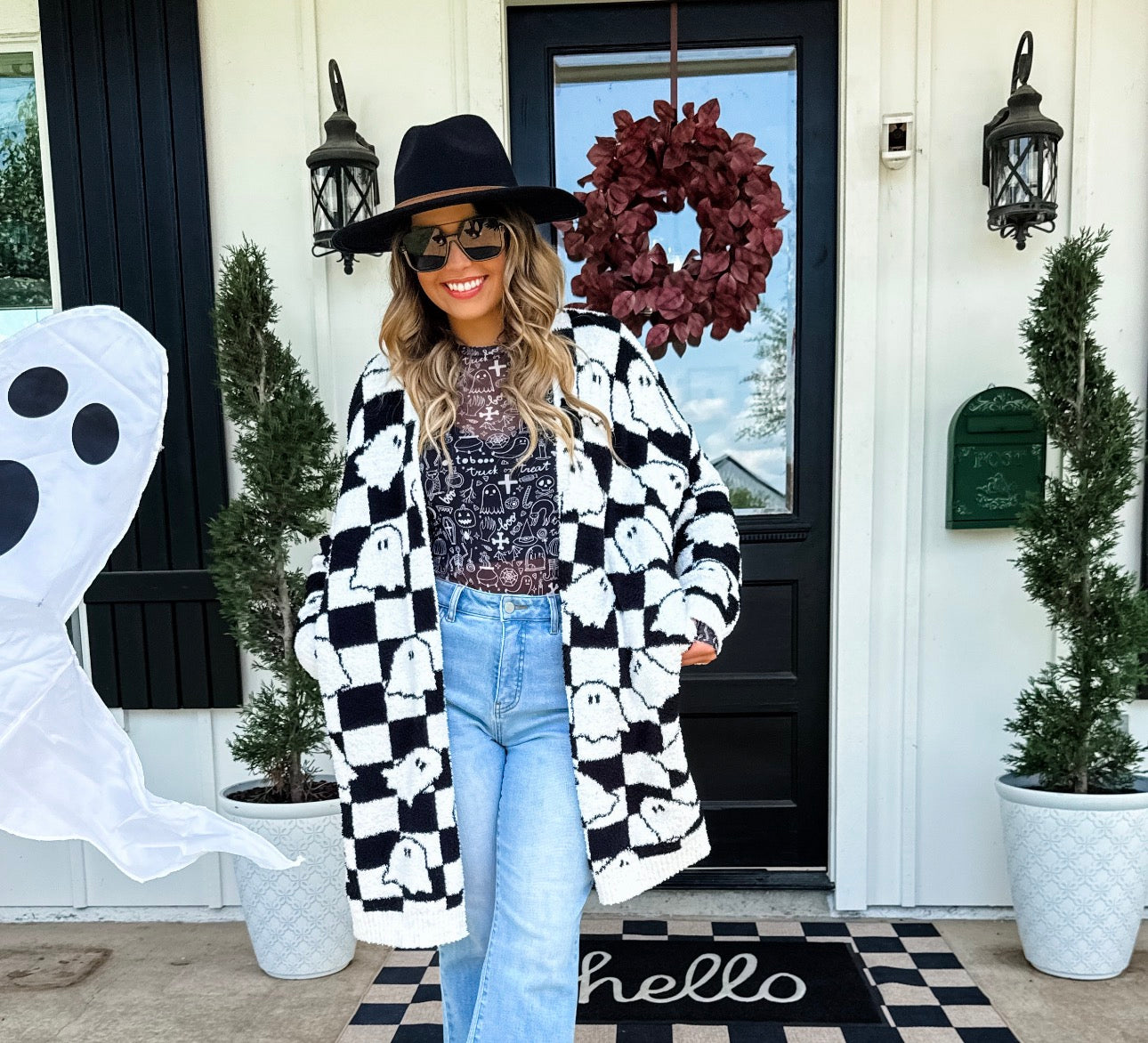 Cloud Comfy Ghost Checkered Cardigan