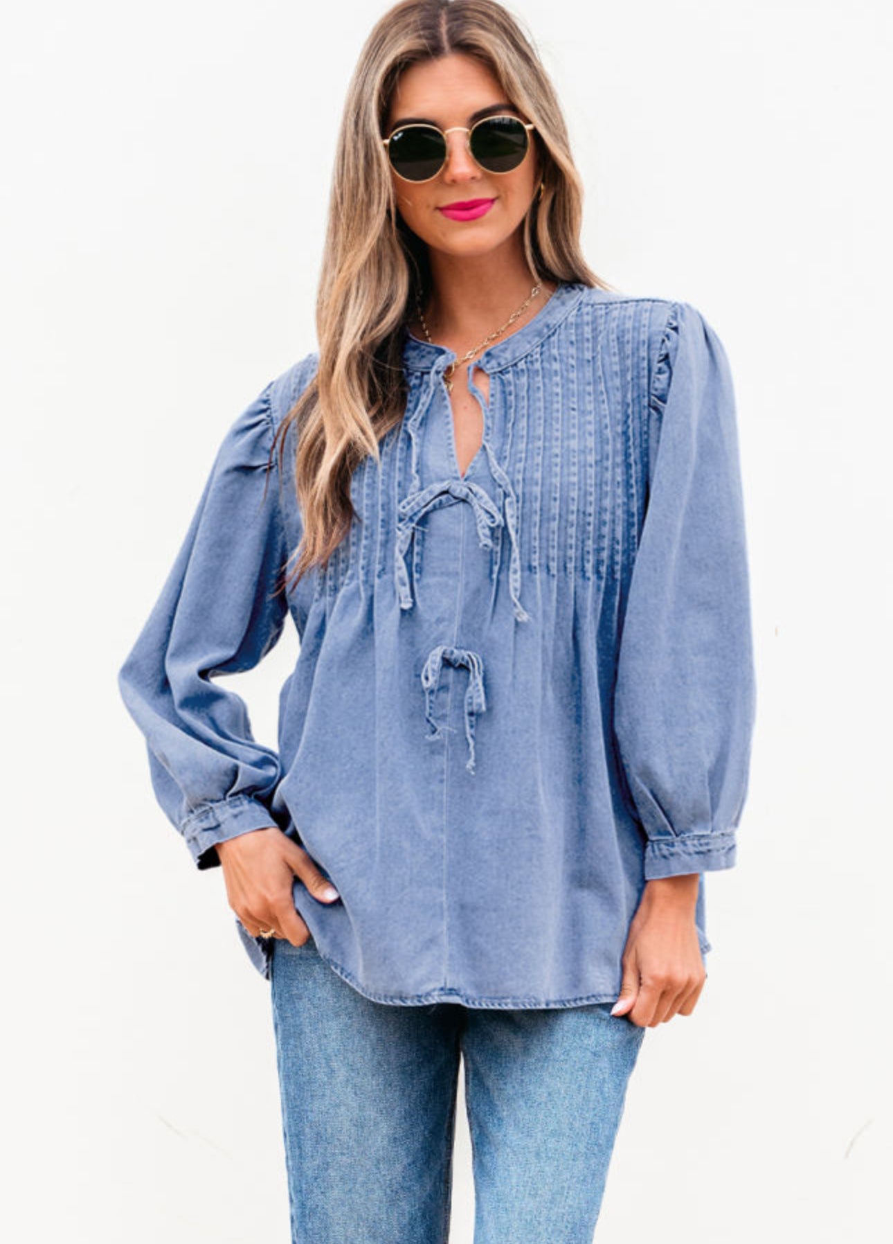 Denim and Bow Top